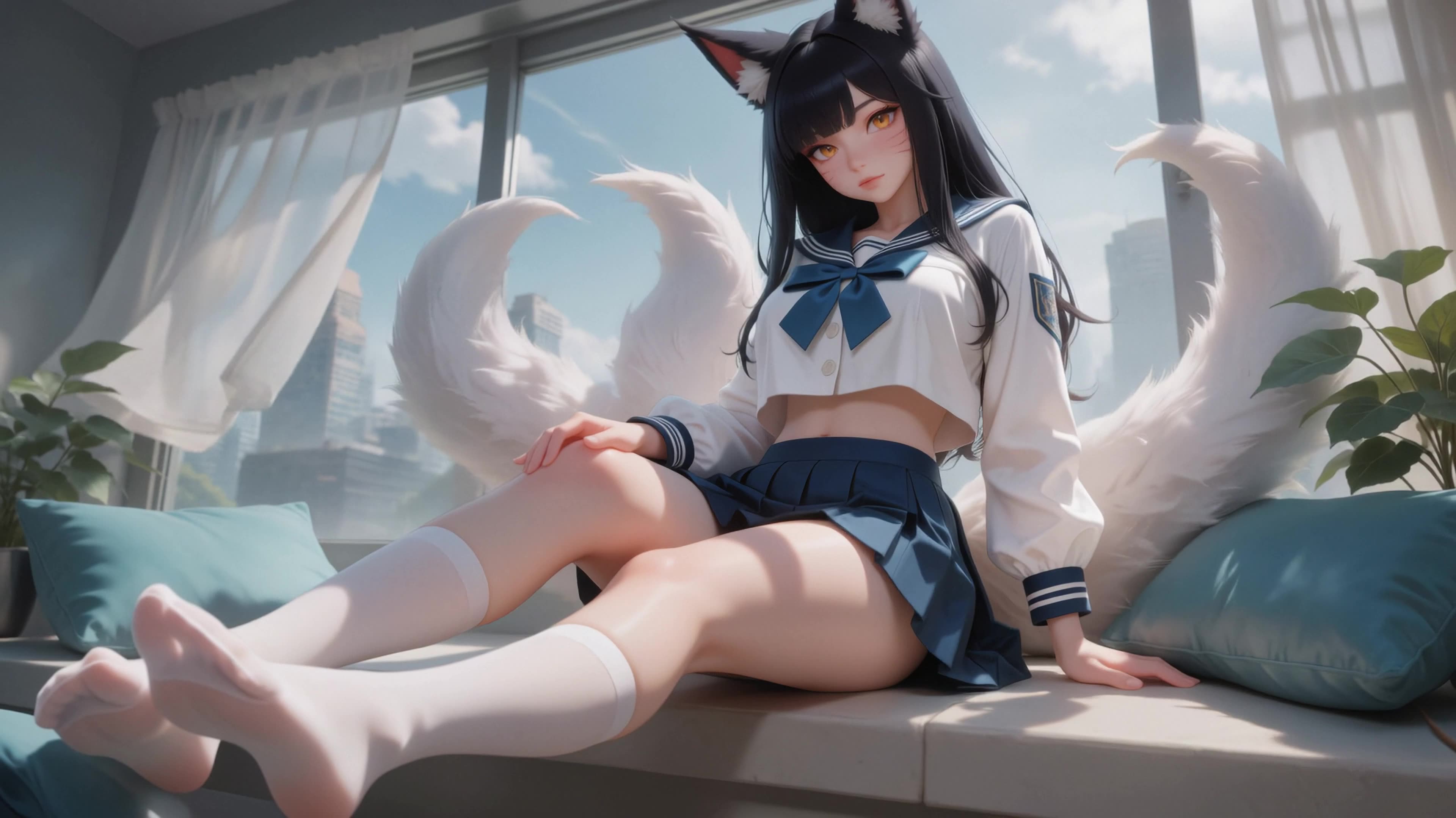 窗边兽耳少女
