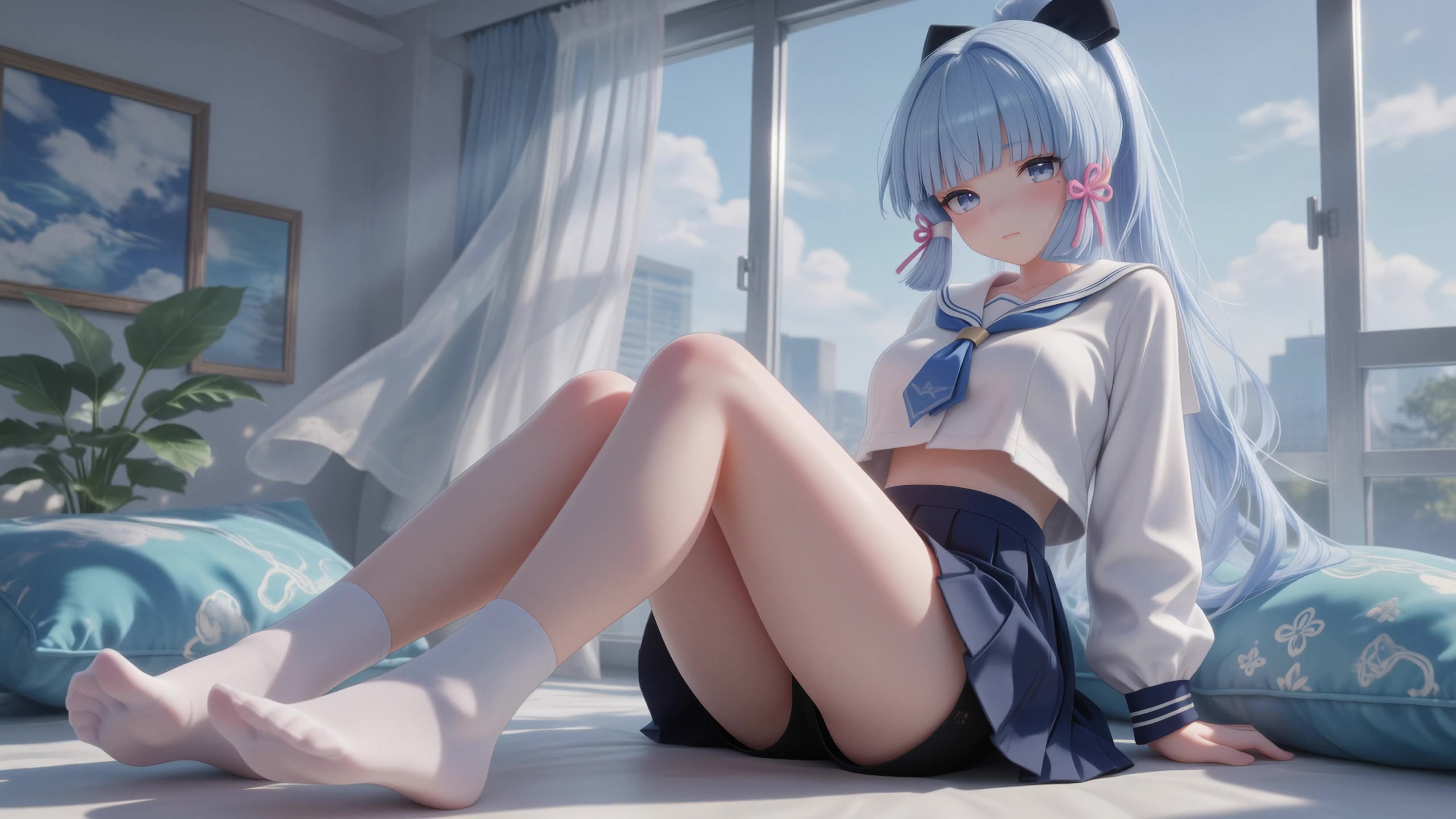 窗边水手服少女