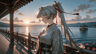 湖畔夕阳