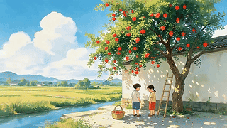 儿时摘石榴