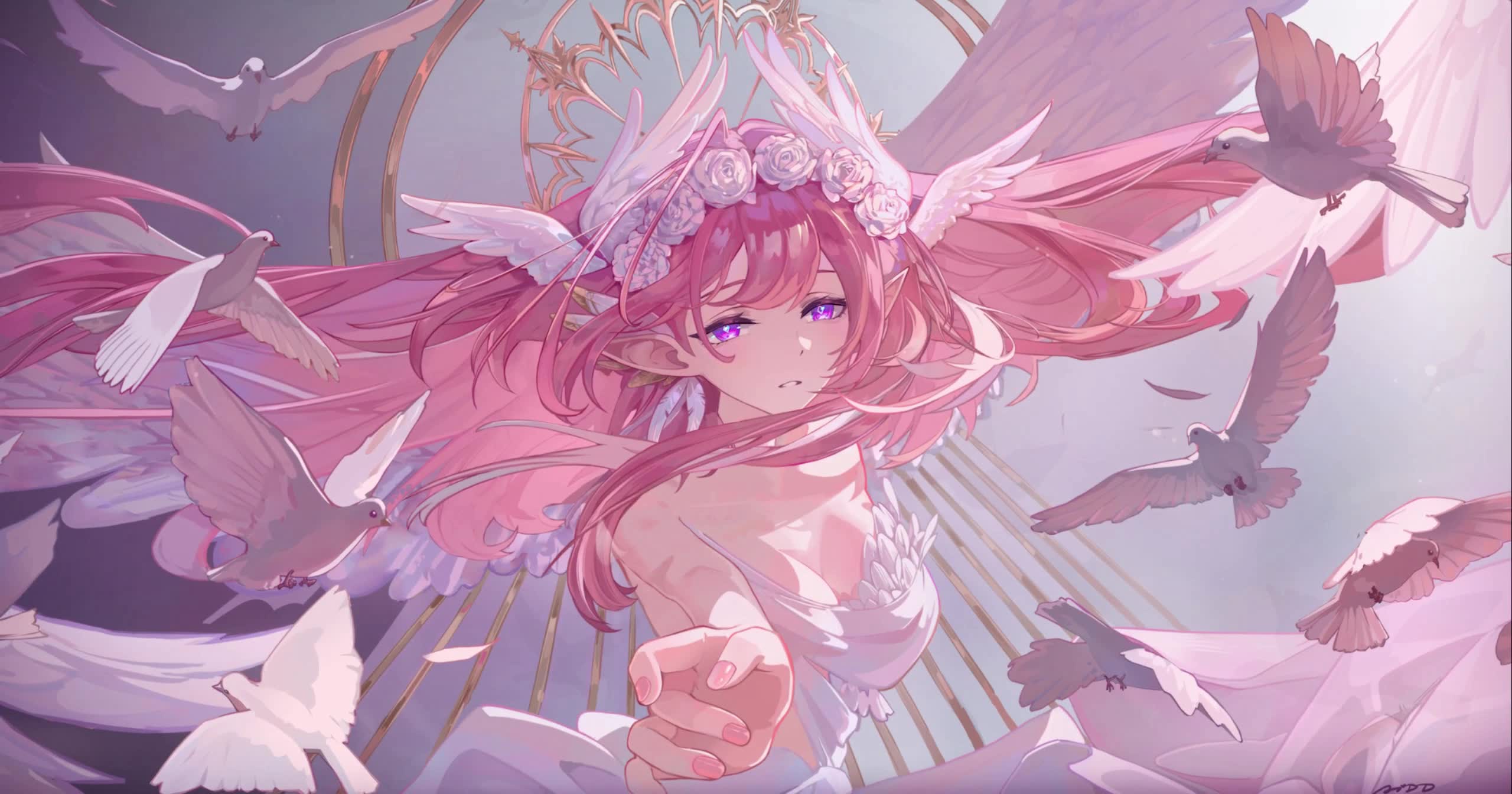 爱莉希雅粉羽鸽群