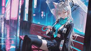 雨夜都市狐耳少女白子