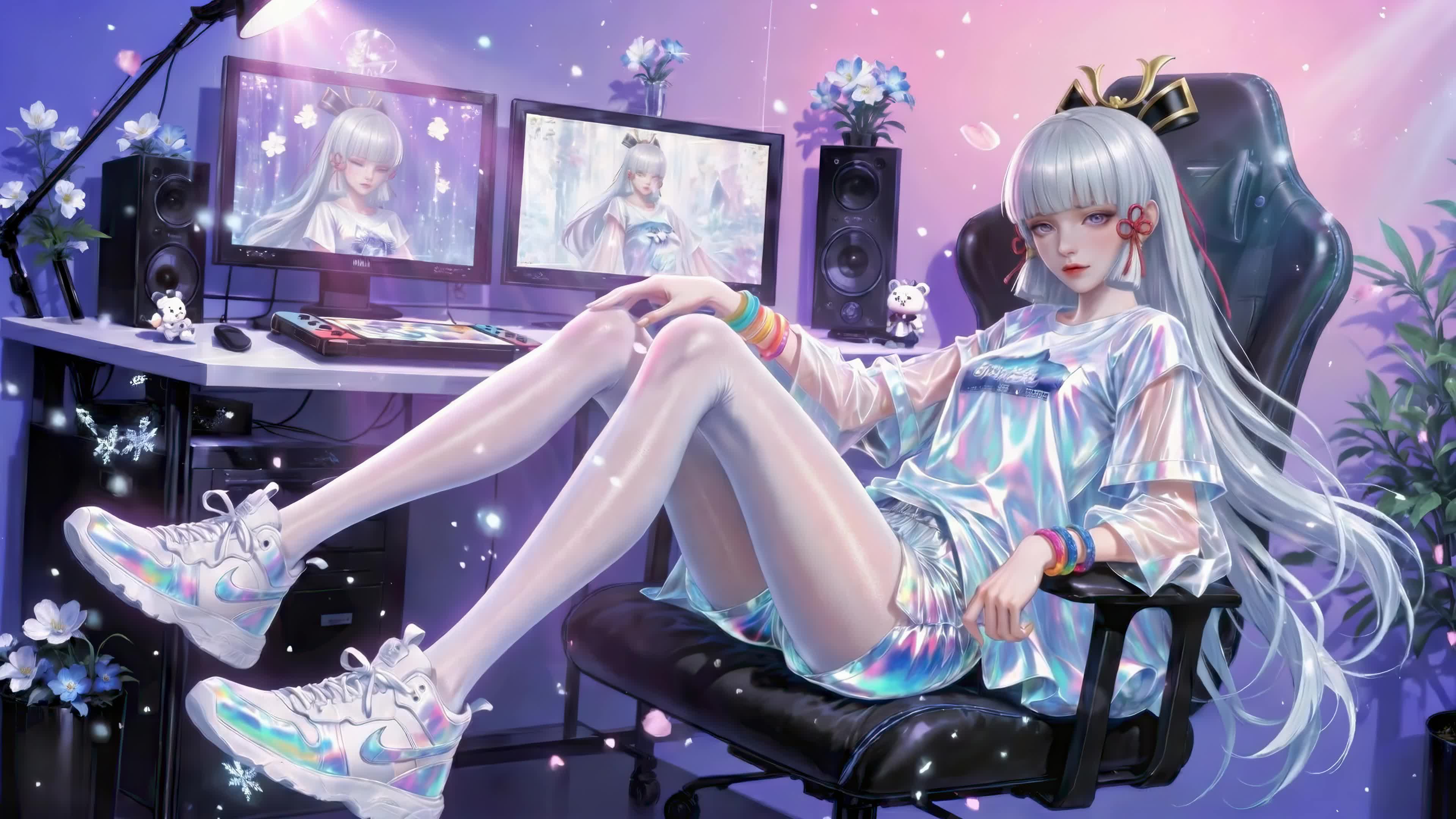 紫幻电竞房银发少女神里绫华