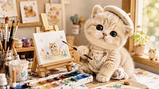 爱画画的小猫咪