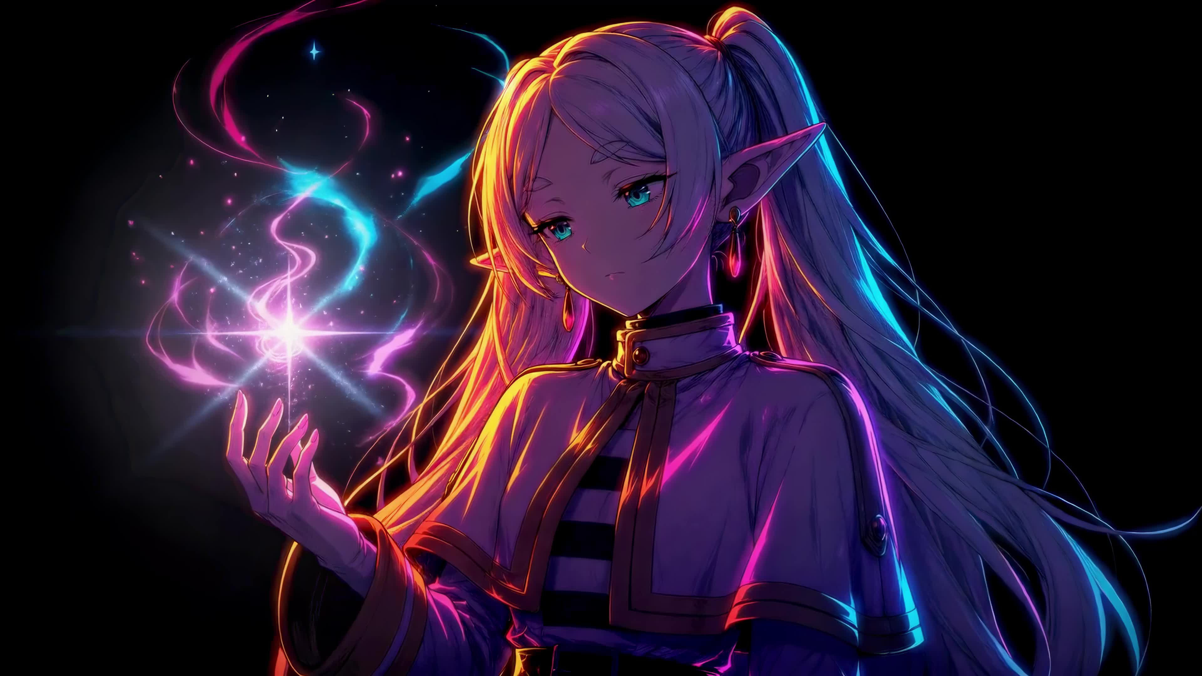 霓虹光影精灵少女