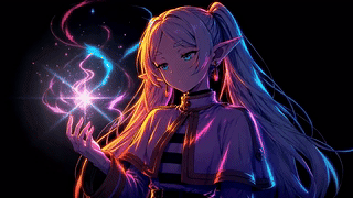 霓虹光影精灵少女
