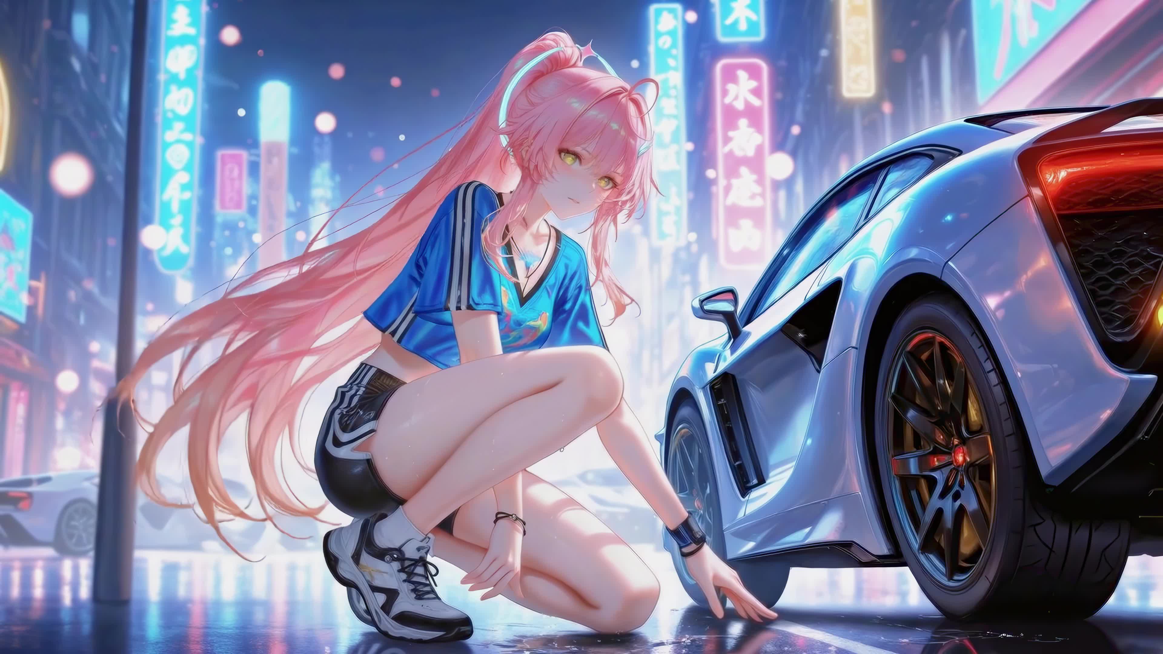霓虹街头粉发少女爱弥斯