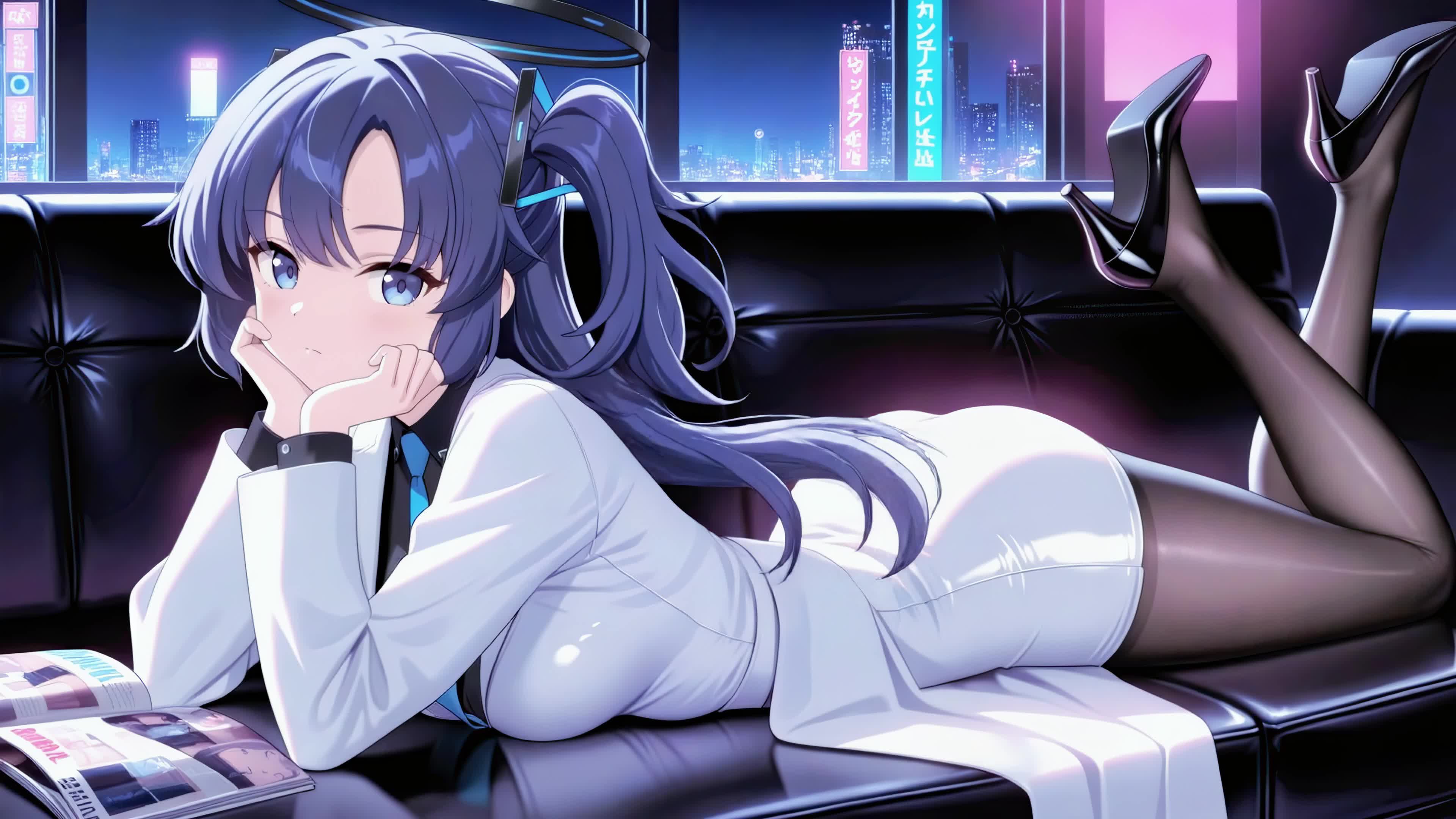 都市夜色慵懒少女