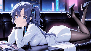 都市夜色慵懒少女