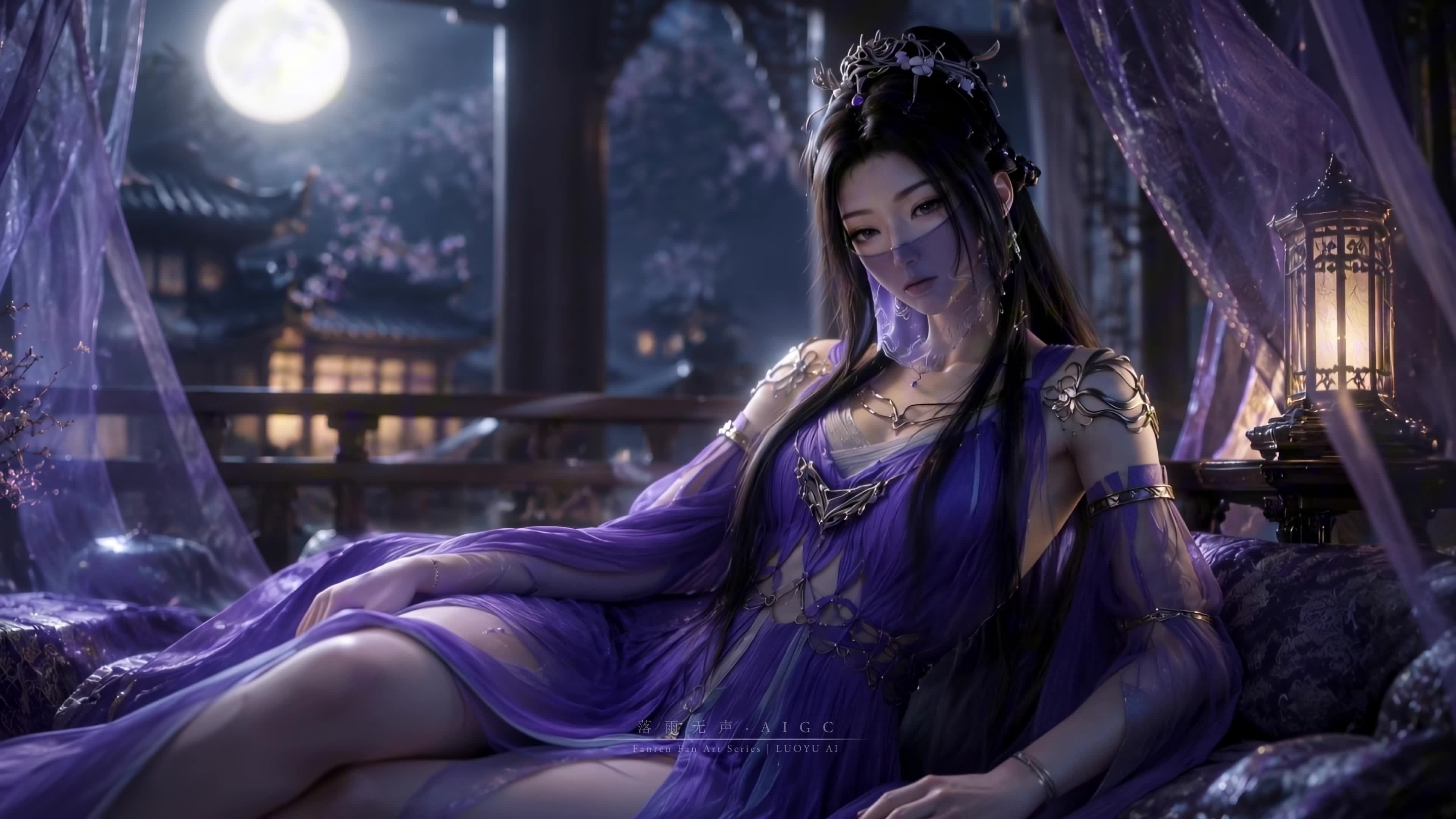 紫灵月夜独思-凡人修仙传-落雨无声