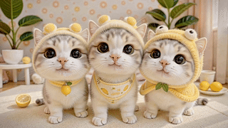 三只软萌柠檬小猫