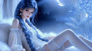 月夜蓝发少女