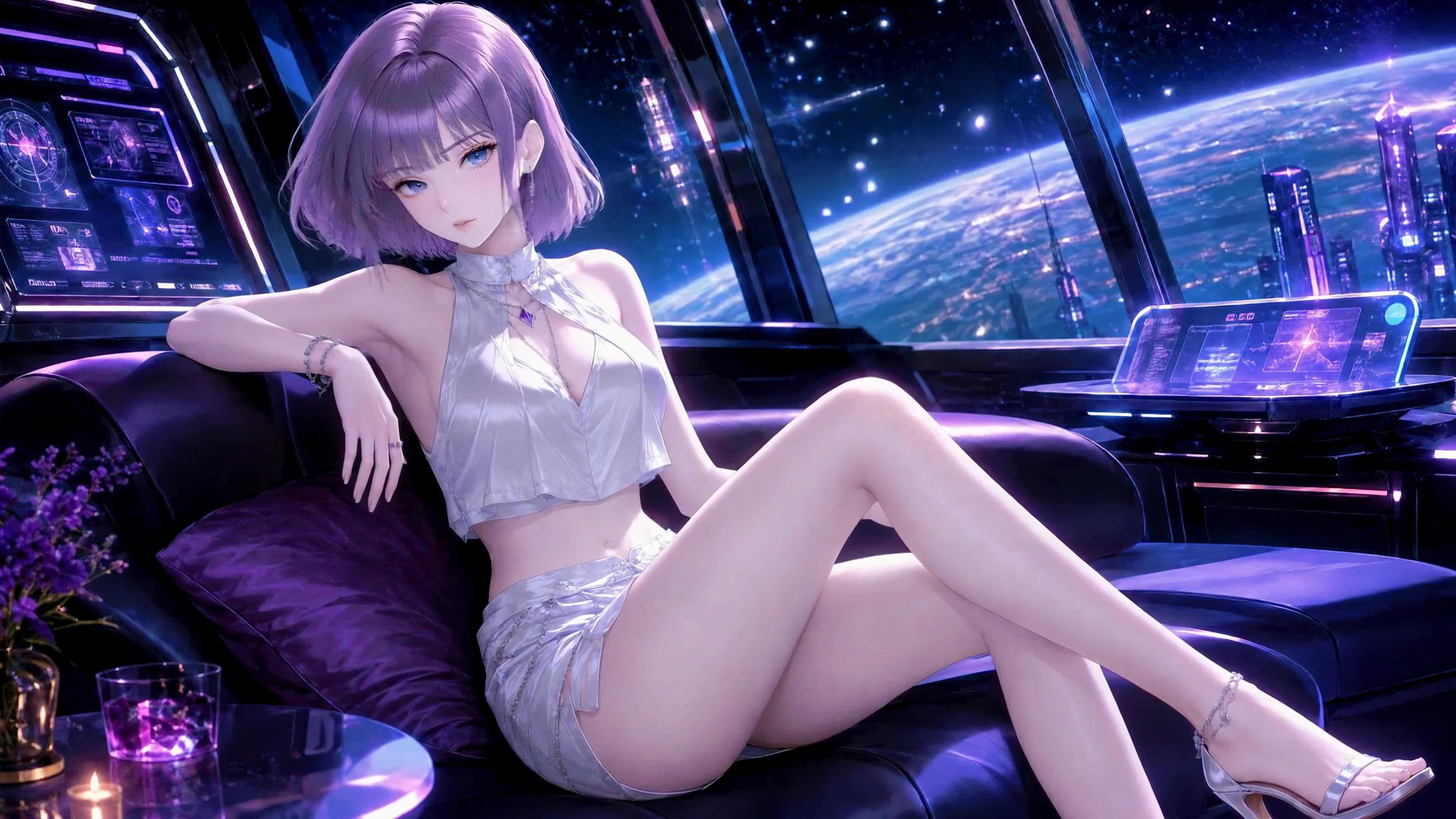 紫调太空舱紫发少女