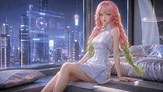 窗边粉发少女甘露寺蜜璃
