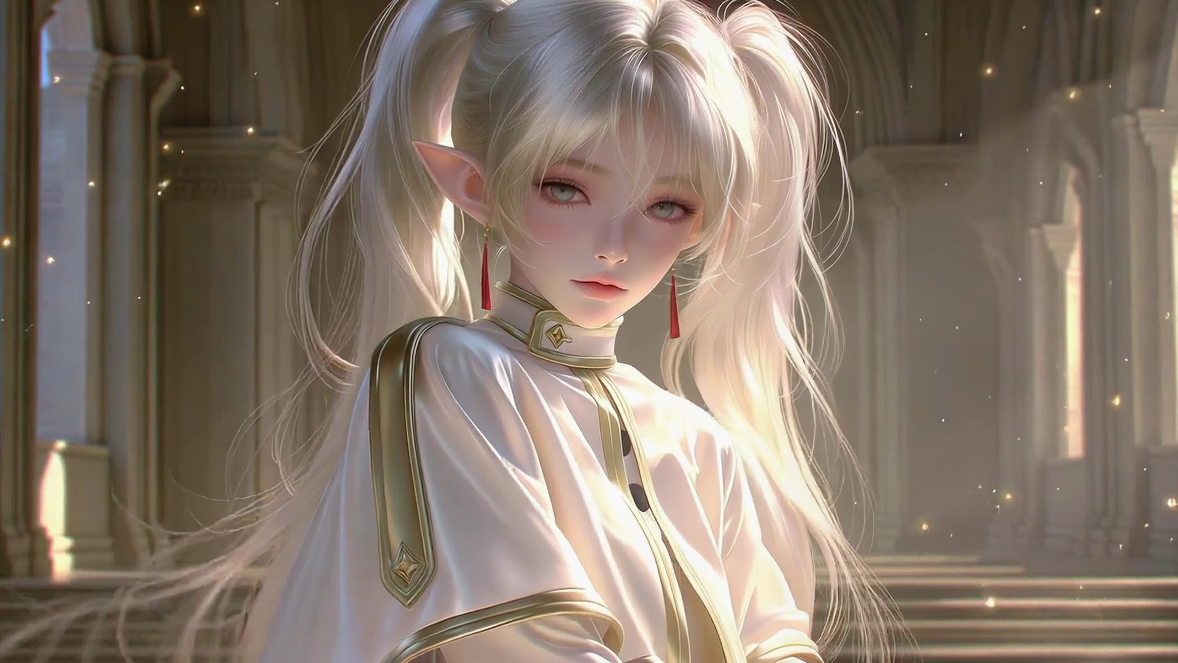 金发双马尾精灵少女