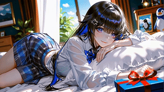 慵懒午后卧室少女