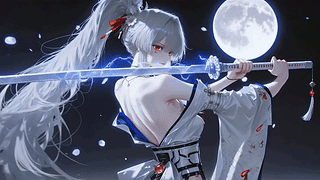 月下银袍女剑士绯雪