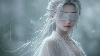 烟雨白发蒙眼美人