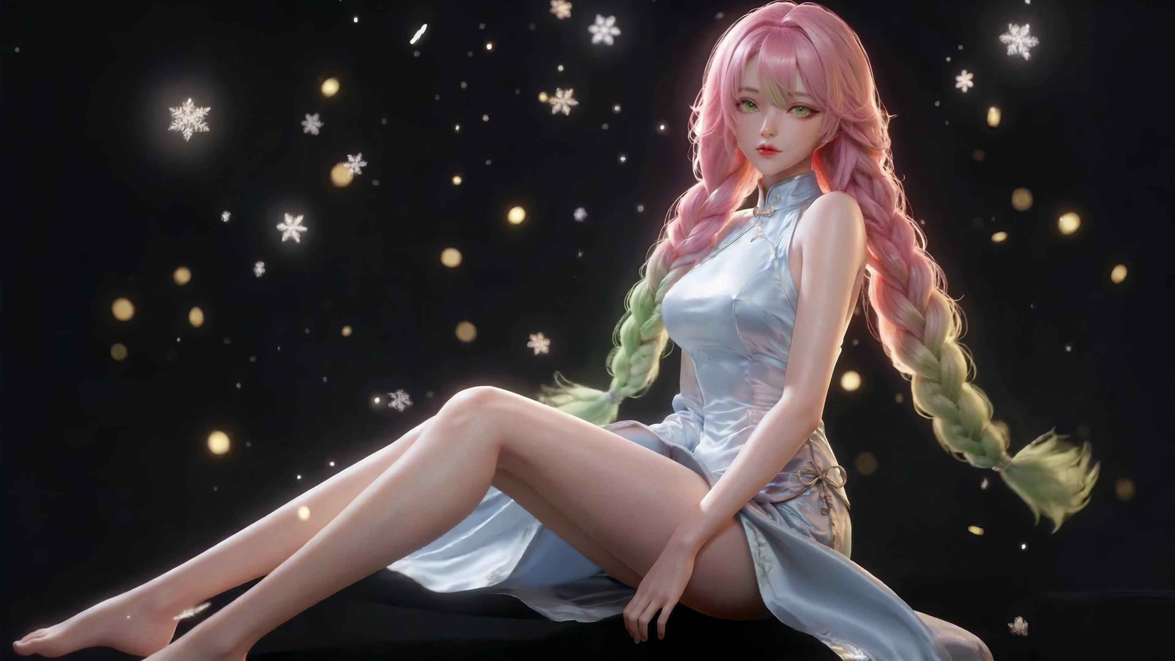 粉发旗袍冬日少女
