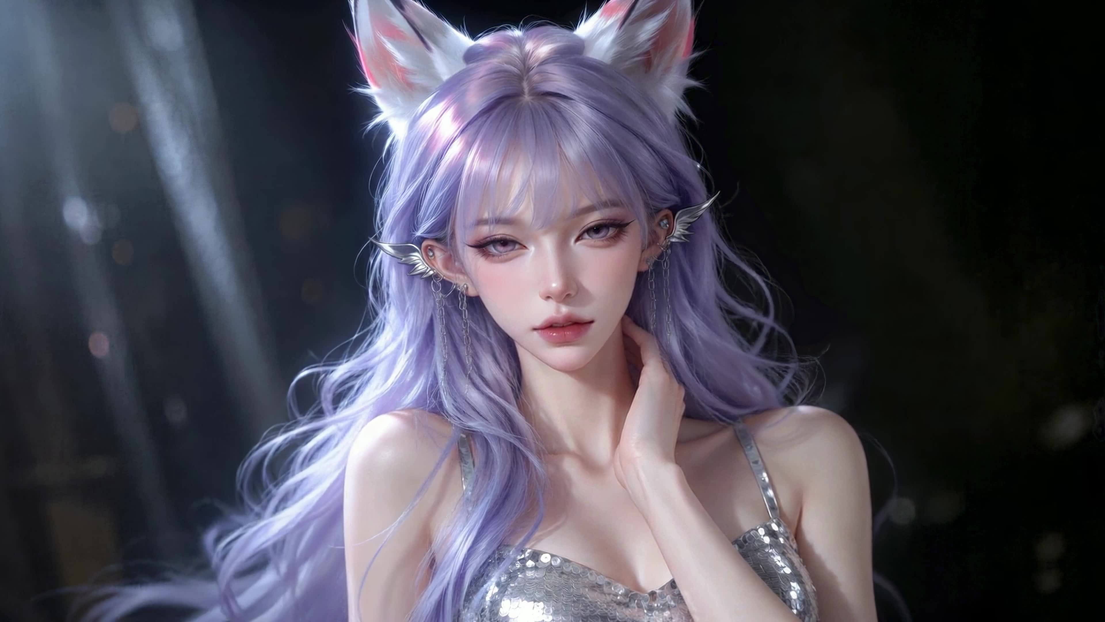 梦幻紫发狐耳少女