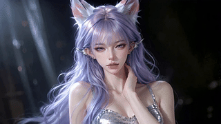 梦幻紫发狐耳少女