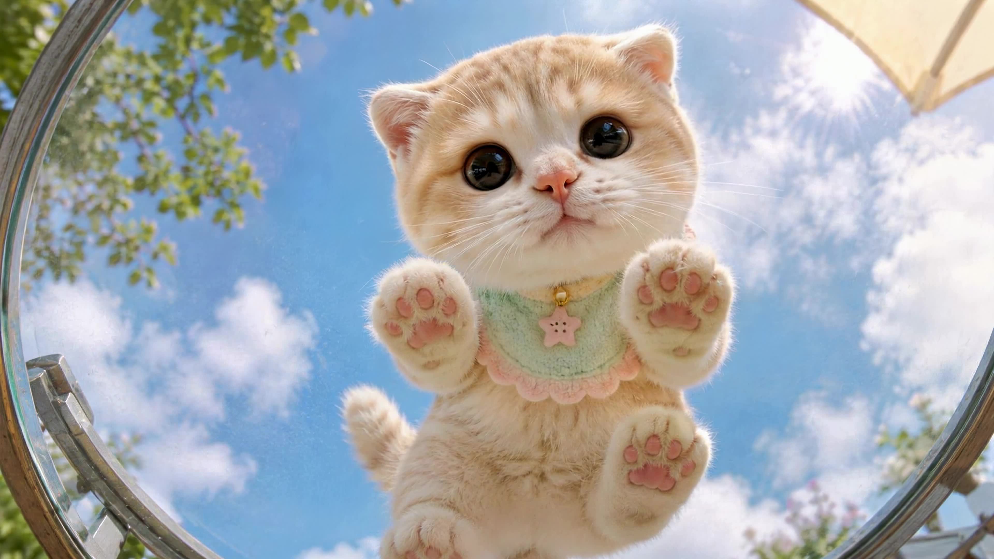 软萌奶猫贴玻璃