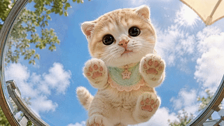 软萌奶猫贴玻璃
