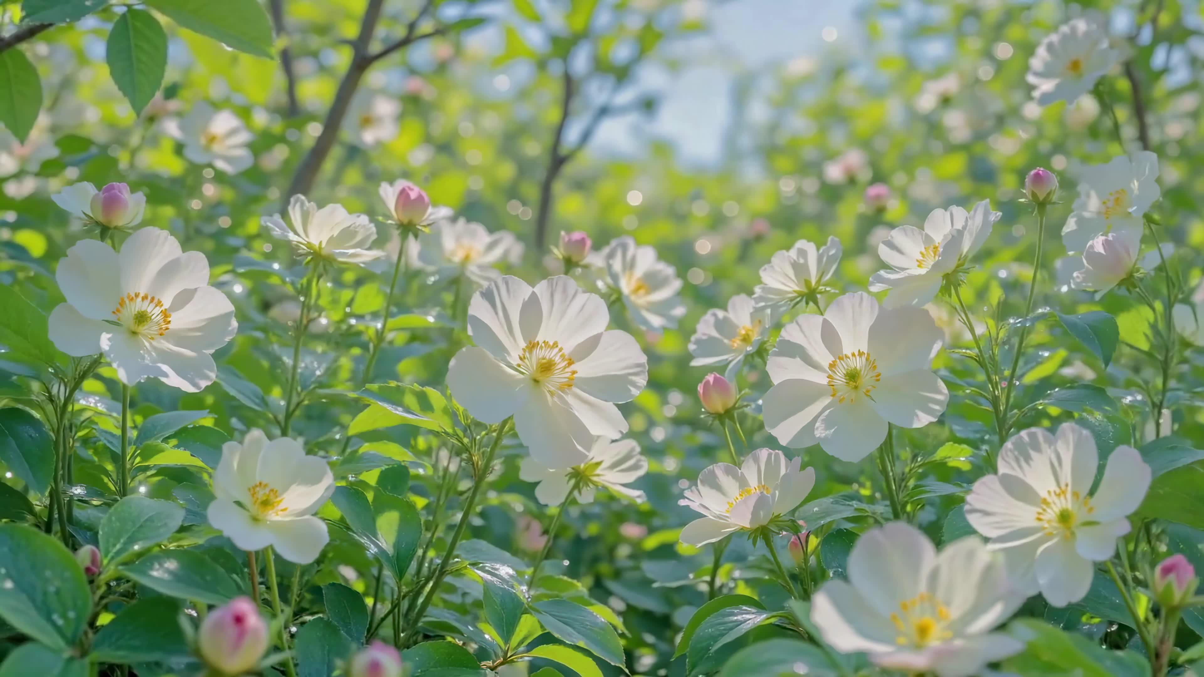 清新春日白色花野