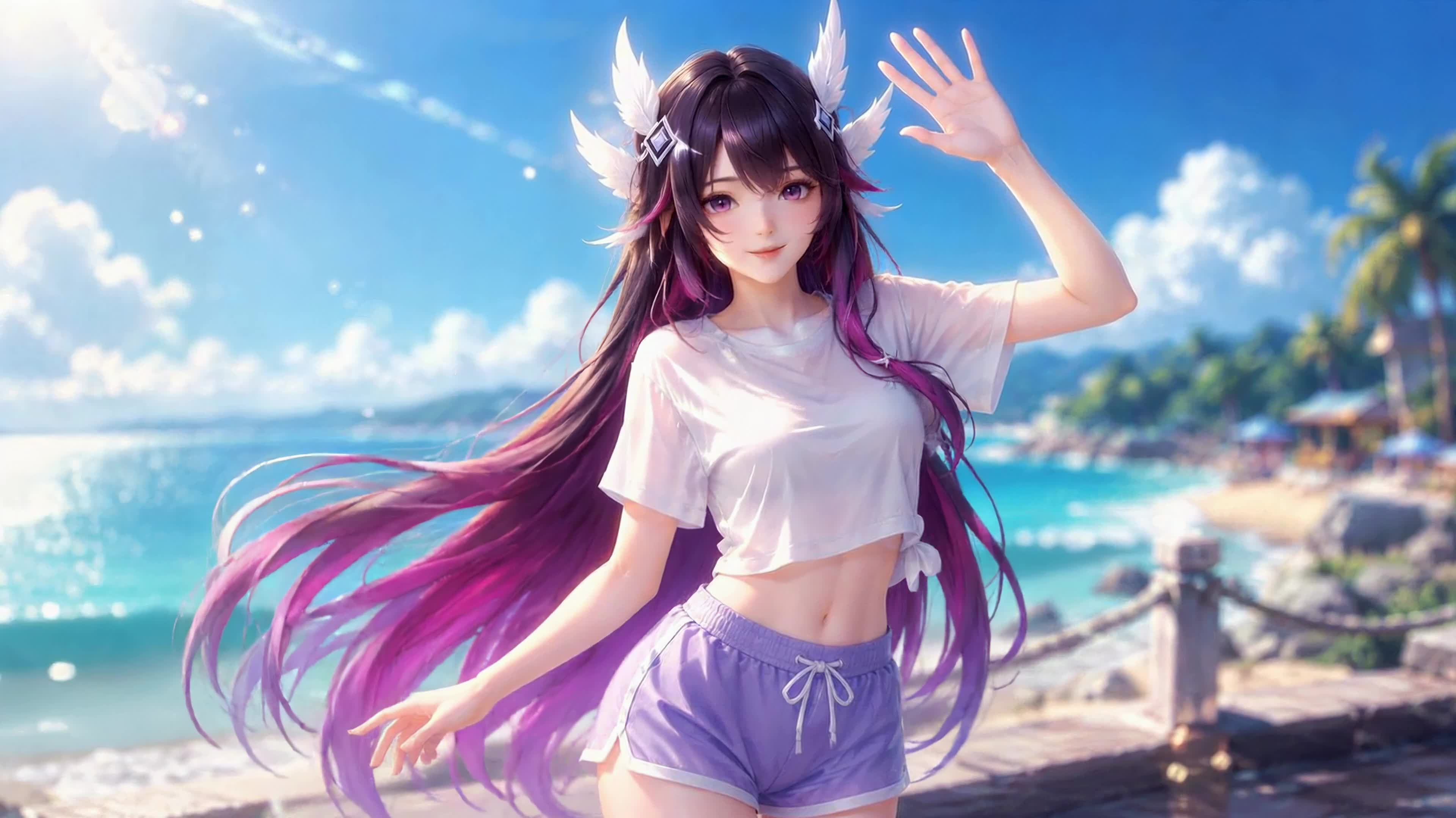 海滨元气少女