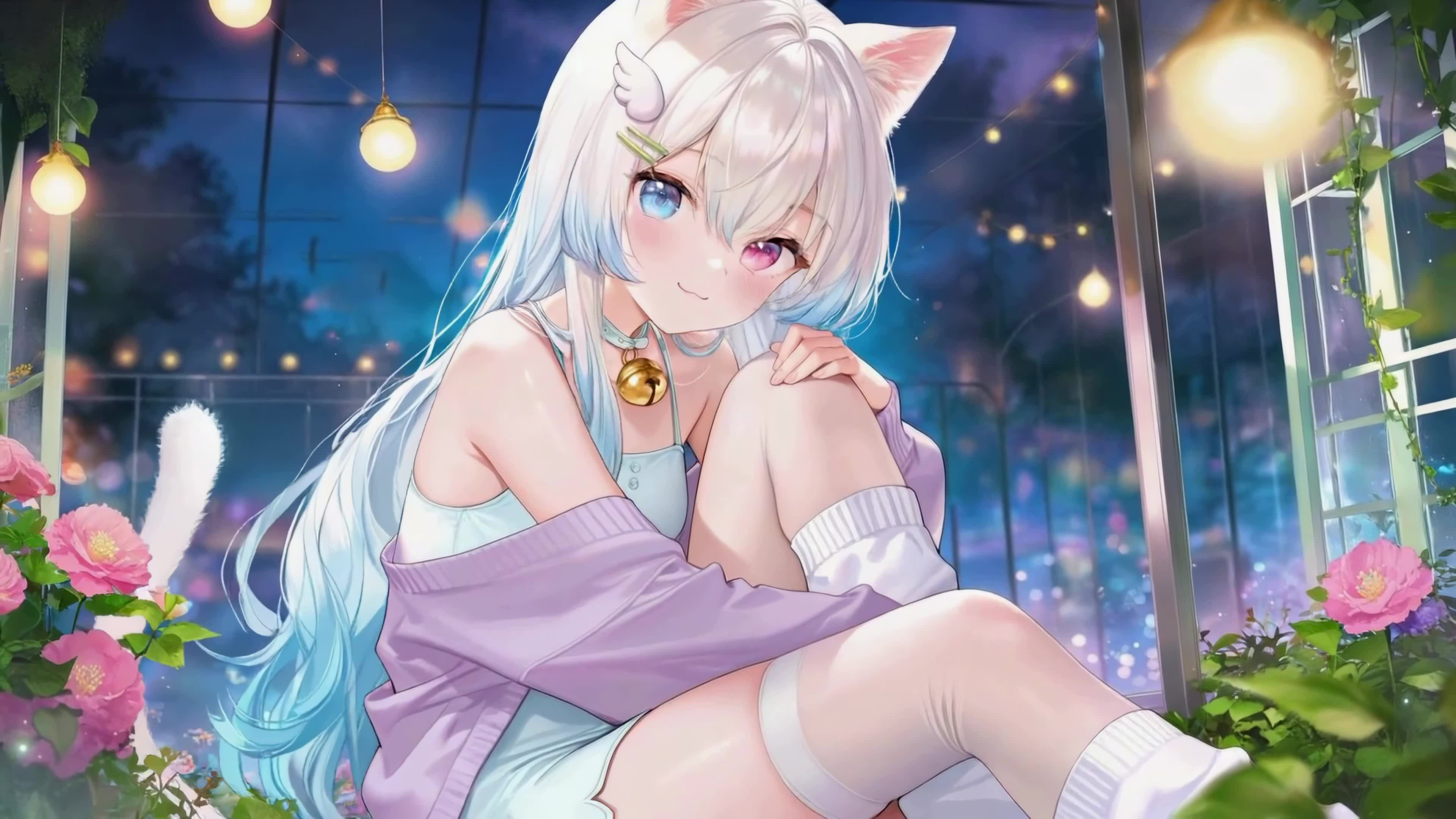 夜晚花房猫耳少女