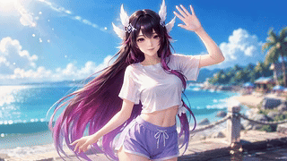 海滨元气少女