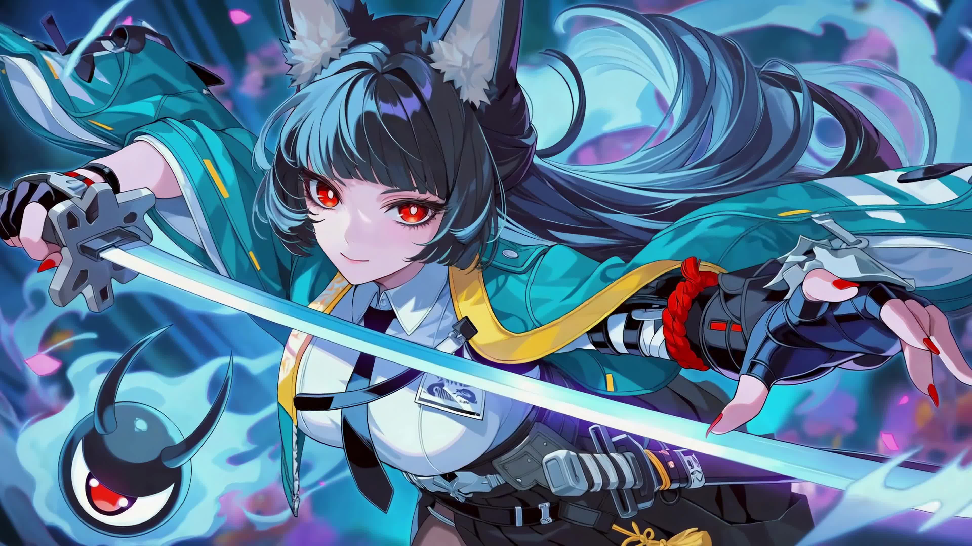 蓝调狐耳持剑少女