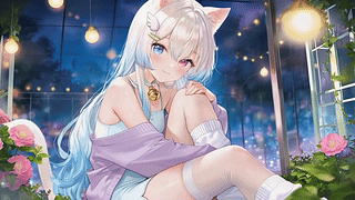 夜晚花房猫耳少女