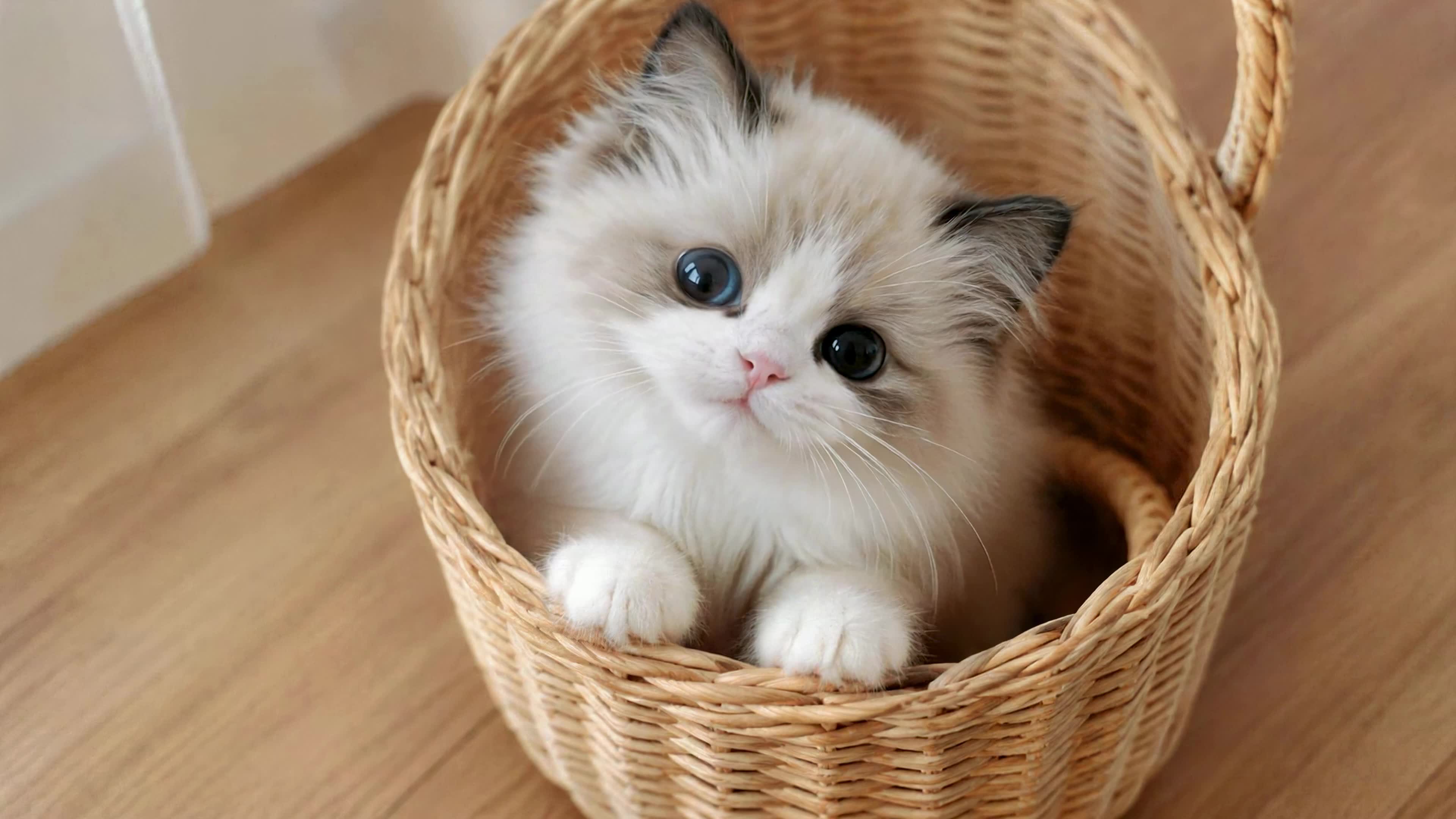 篮子里的软萌小猫咪