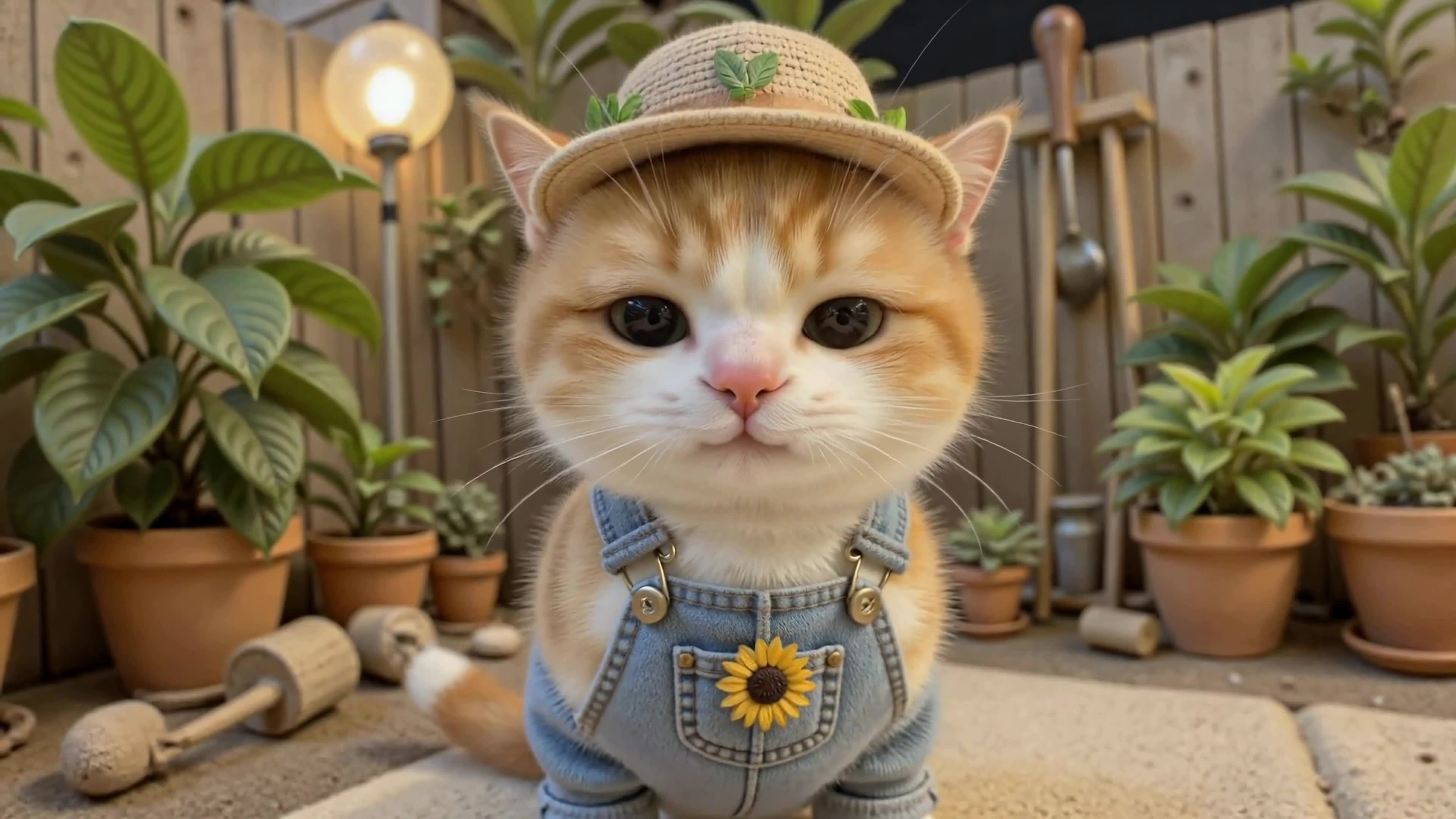 庭院萌橘小猫