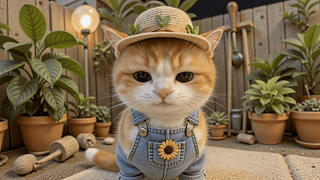庭院萌橘小猫