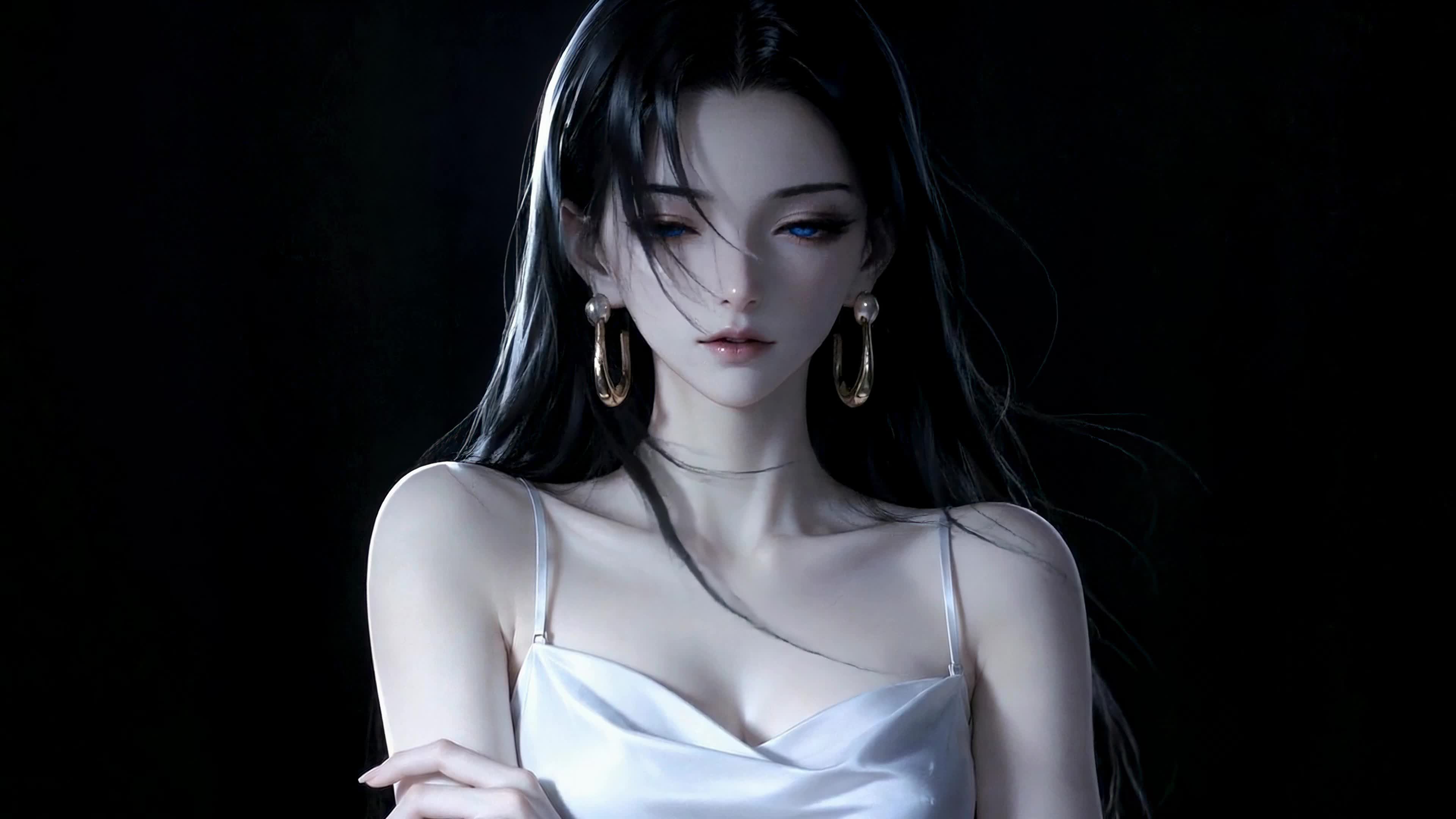 暗调蓝眸清冷美人