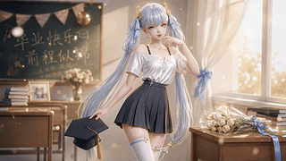 毕业季少女教室留影