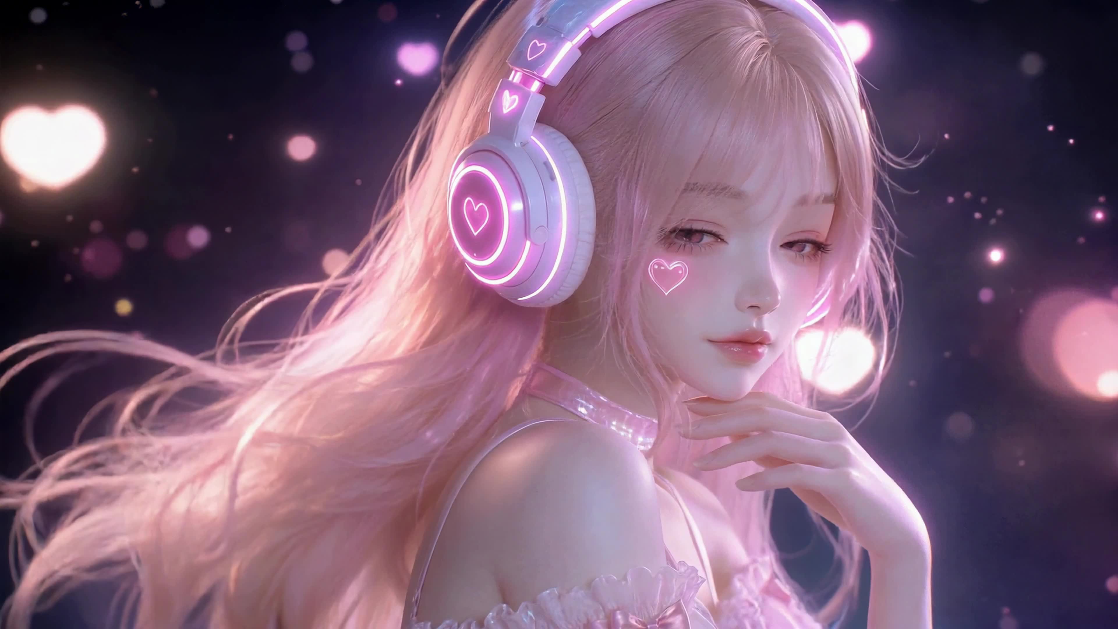 甜酷粉发光影少女