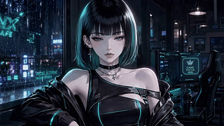 赛博雨夜电竞少女