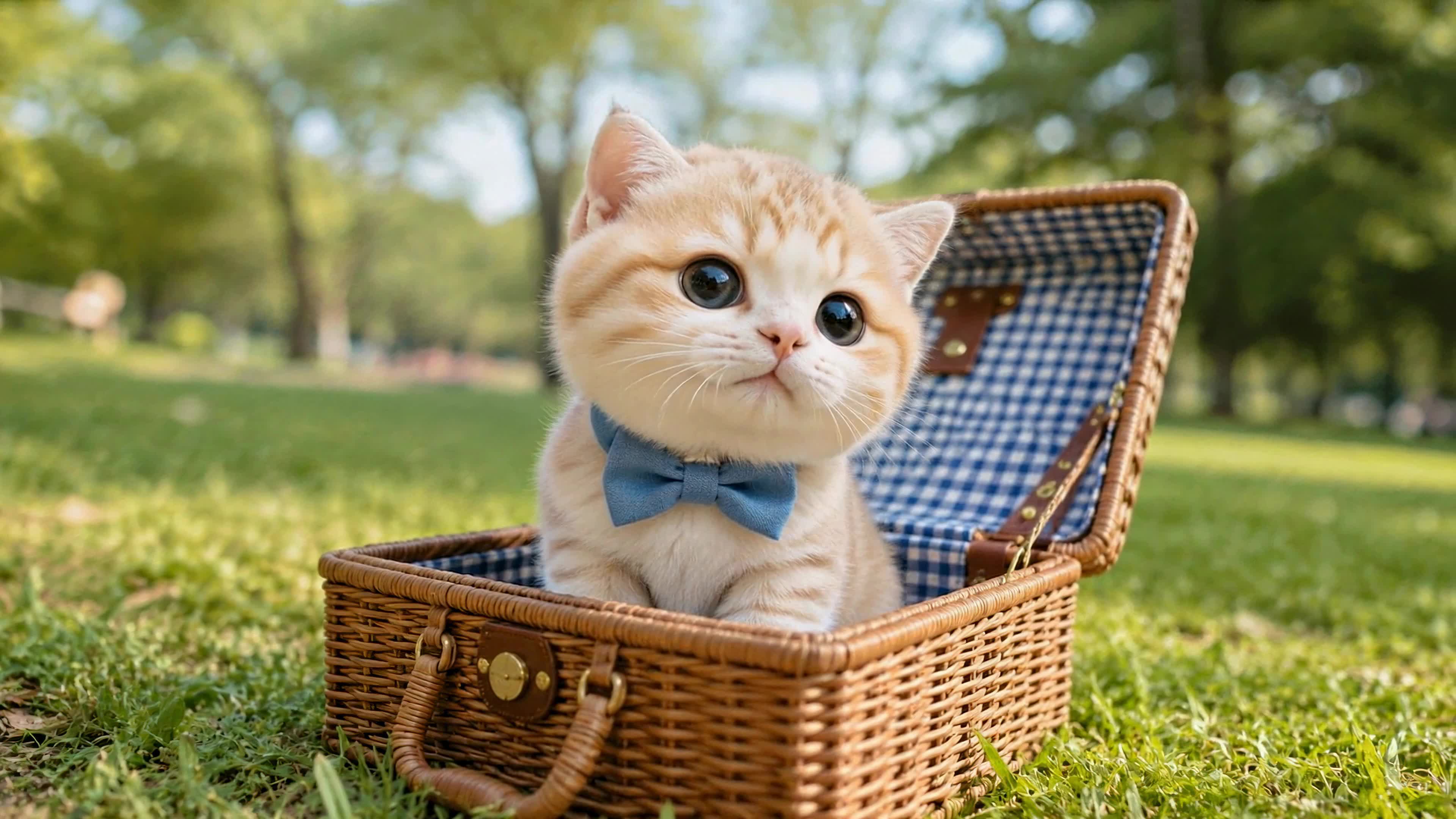野餐篮里的软萌小猫