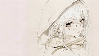 冬日白发少女