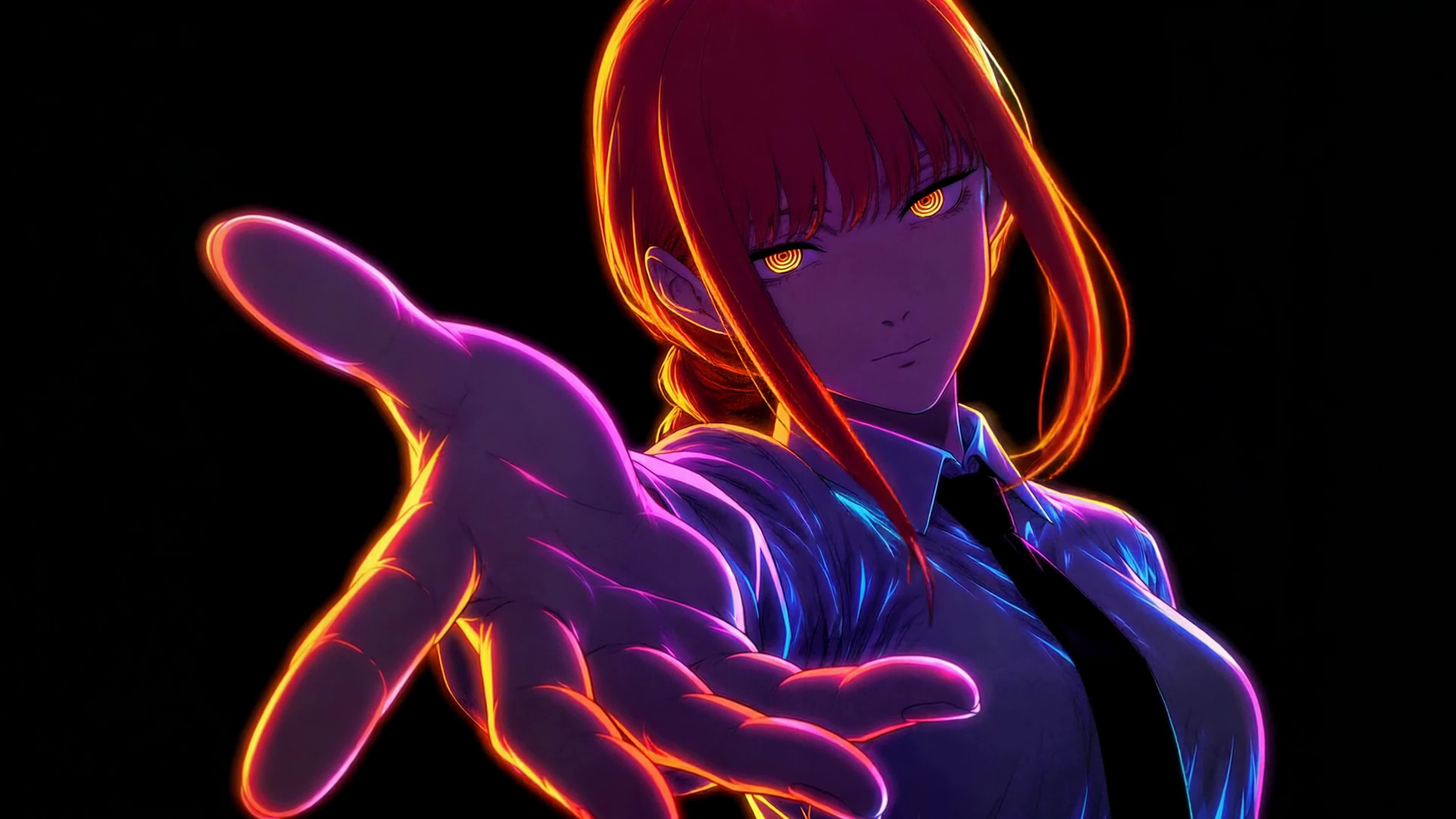 霓虹光影红发少女
