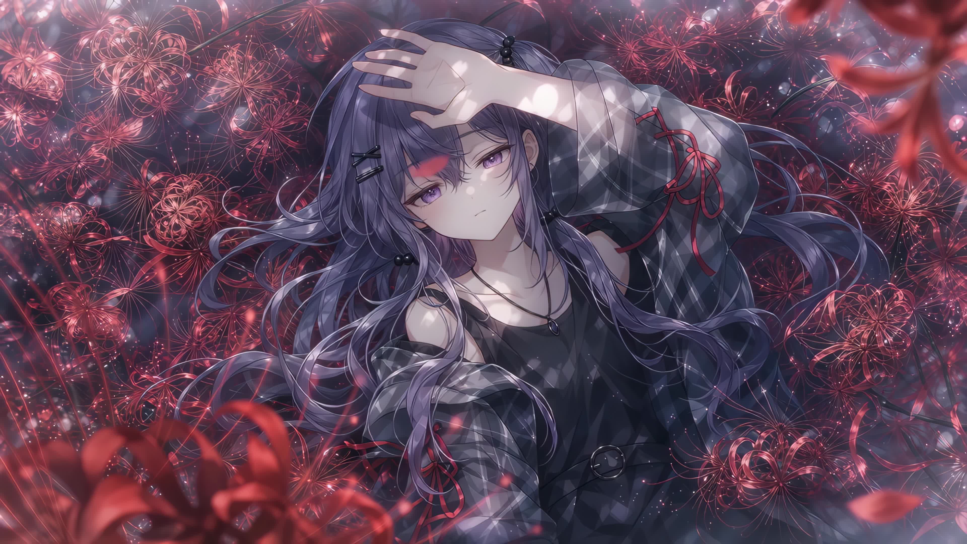 玫瑰花丛中的少女