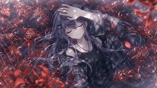 玫瑰花丛中的少女