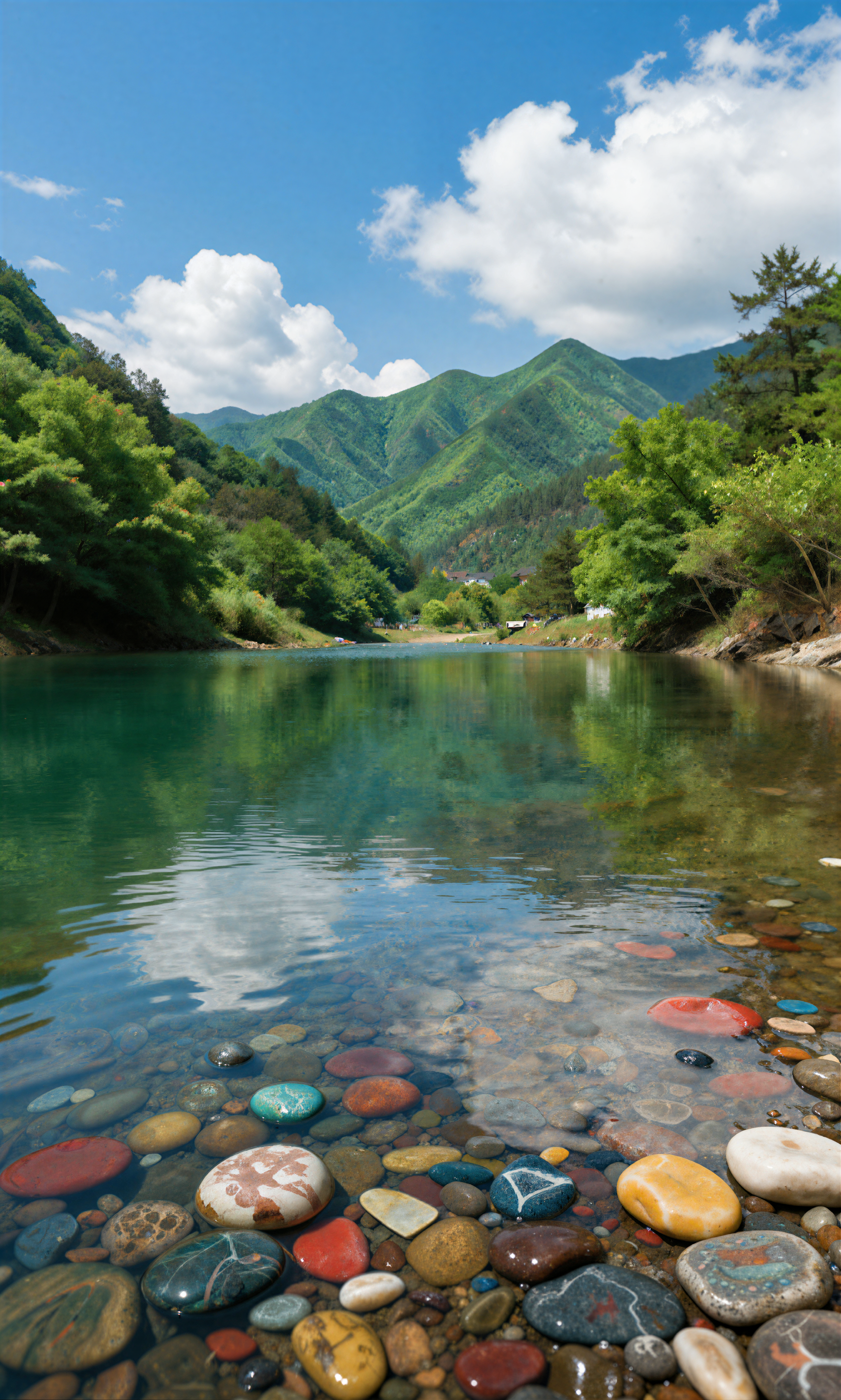 青山碧水河谷风景 4K 竖版壁纸