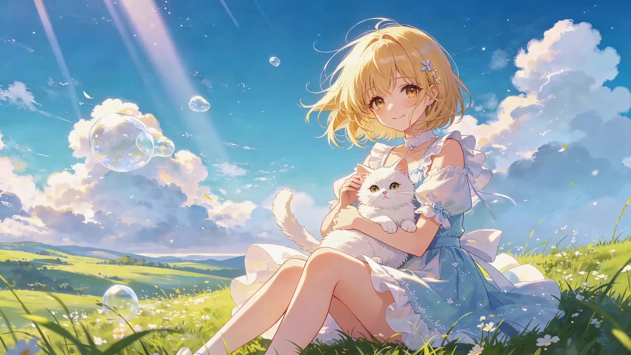 女孩和猫咪