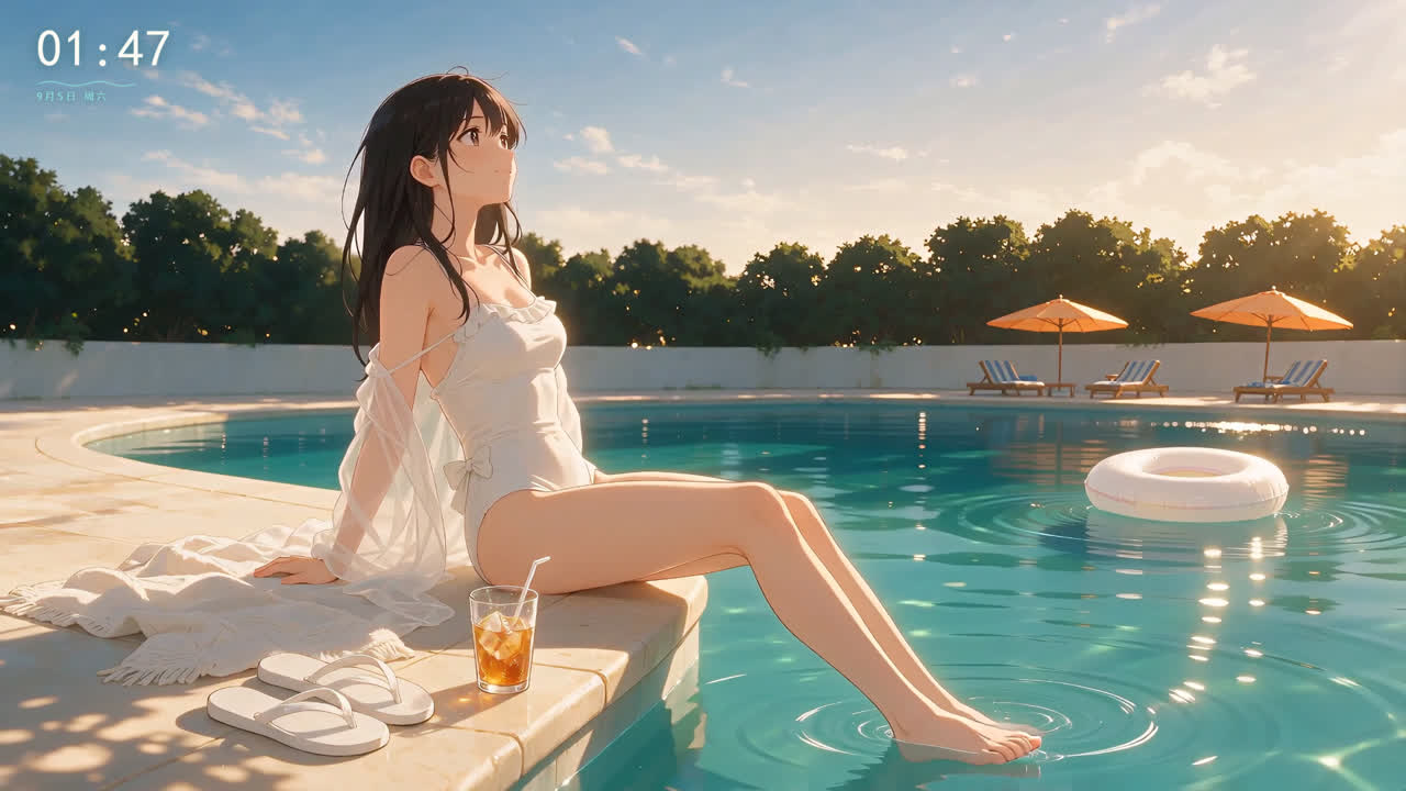 夏末泳池·【点水生涟·残暑物语】
