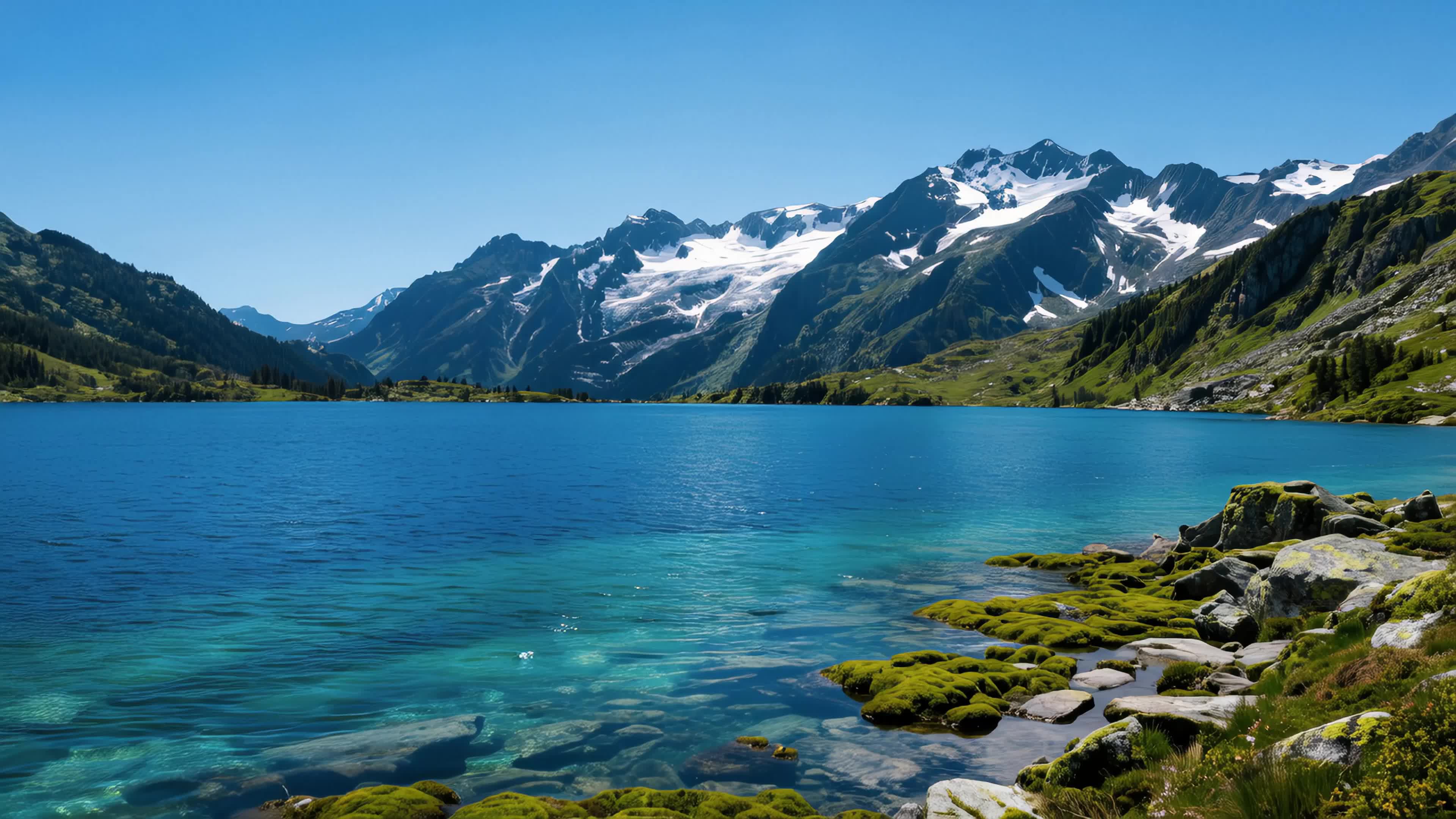 雪山碧湖