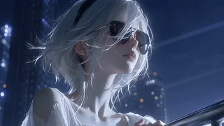 夜晚白发美少女